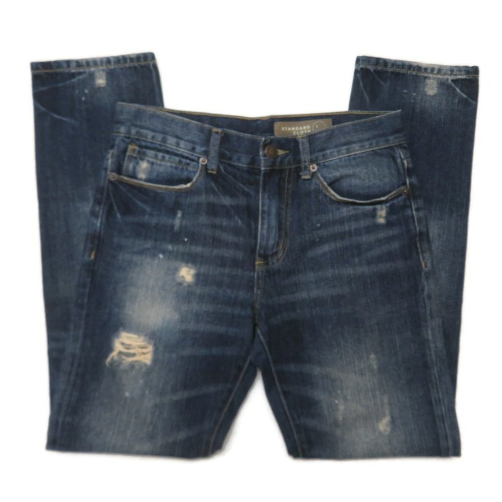 Urban Outfitters Standard Cloth Jeans Men 29 x 30 Skinny Tapered Distressed Blue